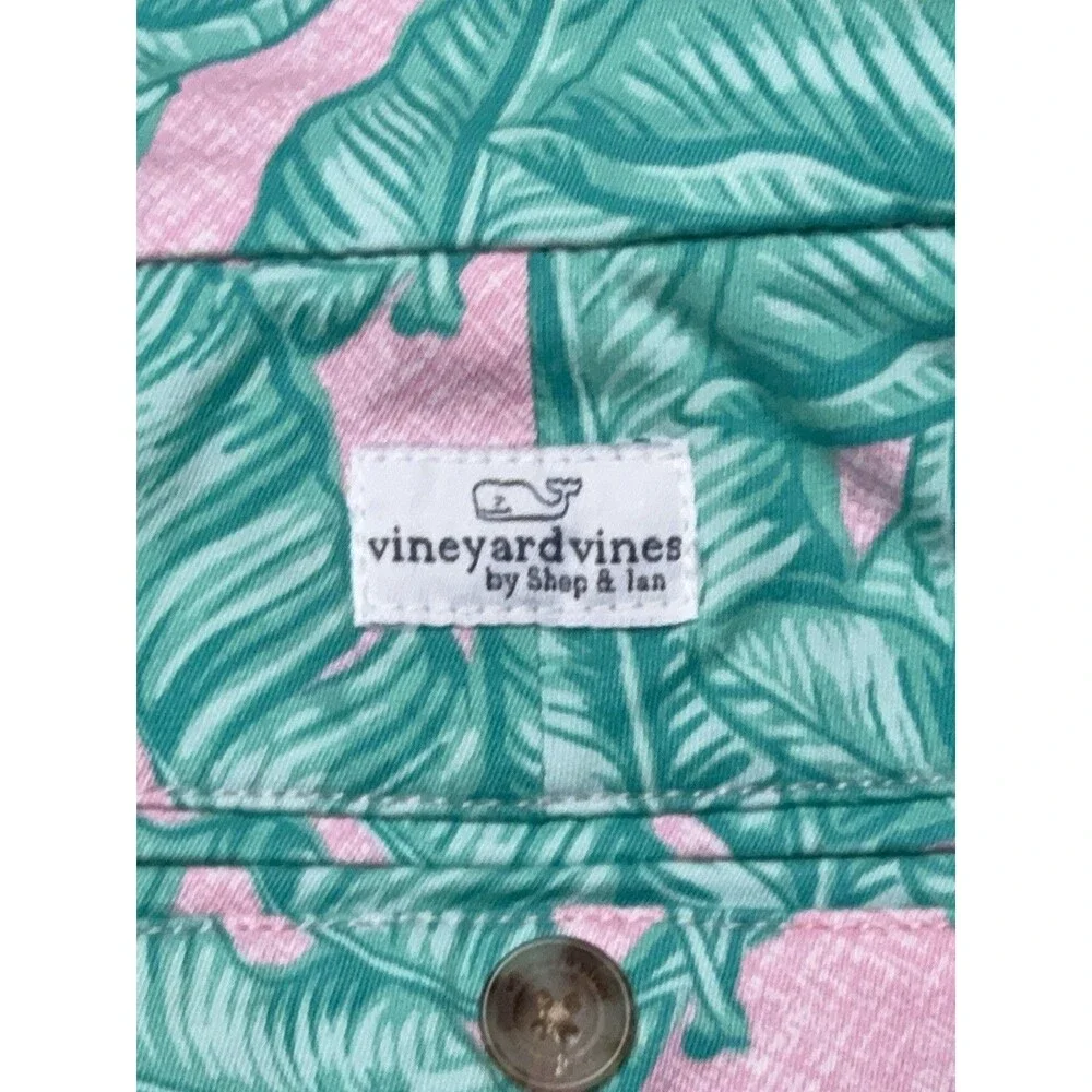 Vineyard Vines Men's Banana Leaf Shorts 44 Green Pink Preppy Hamptons Resort
